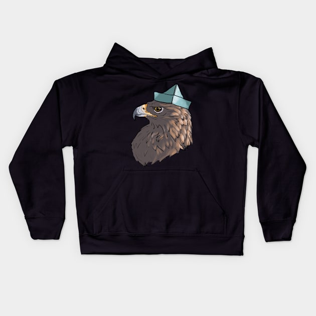 Paper Hat Eagle Kids Hoodie by dakeos